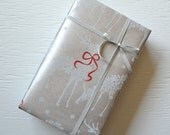 10 feet REINDEER gift wrap, 2 x 10 feet, silver and white kraft paper, holiday wrapping paper