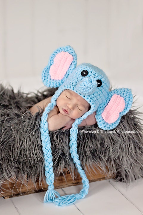 Crochet Newborn Elephant Hat