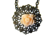 Filigree necklace with peach rose
