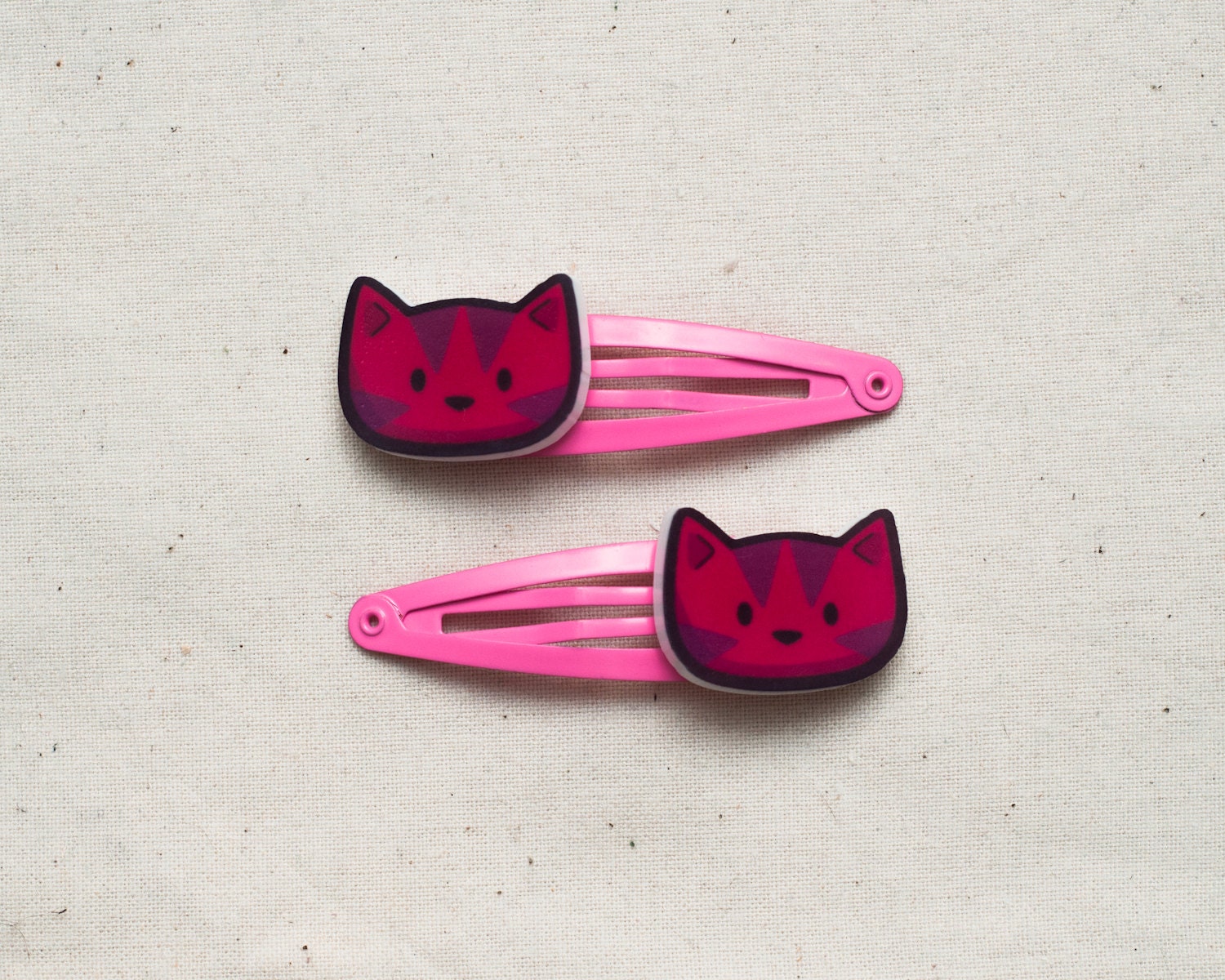 Pink Cat Hair Clips - Pair