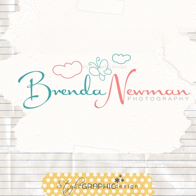 Hand drawn pretty logo pre designed small business branding and watermark