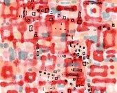persimmon geometry, a detailed tiny original pen and ink drawing, original and one of a kind