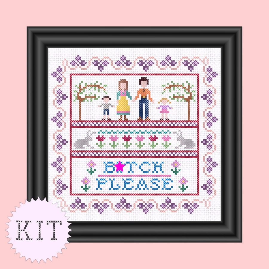 KIT Cross Stitch funny sampler