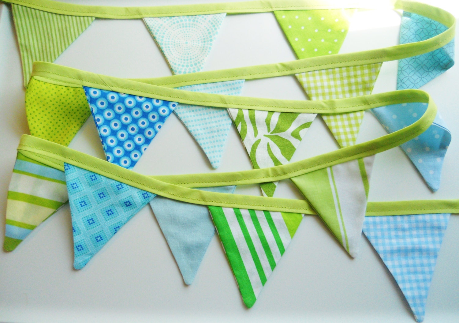 Blue Green Boy Bunting Fabric Flags Banner - Room Decoration, Nursery, Birthday Party Decoration, Photo Prop, Nursery Decor. Baby Boy Room