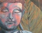 Buddha, peaceful, closed eyes, spiritual art, print, asian art, 11x14 original oil painting by Nicole Roggeman