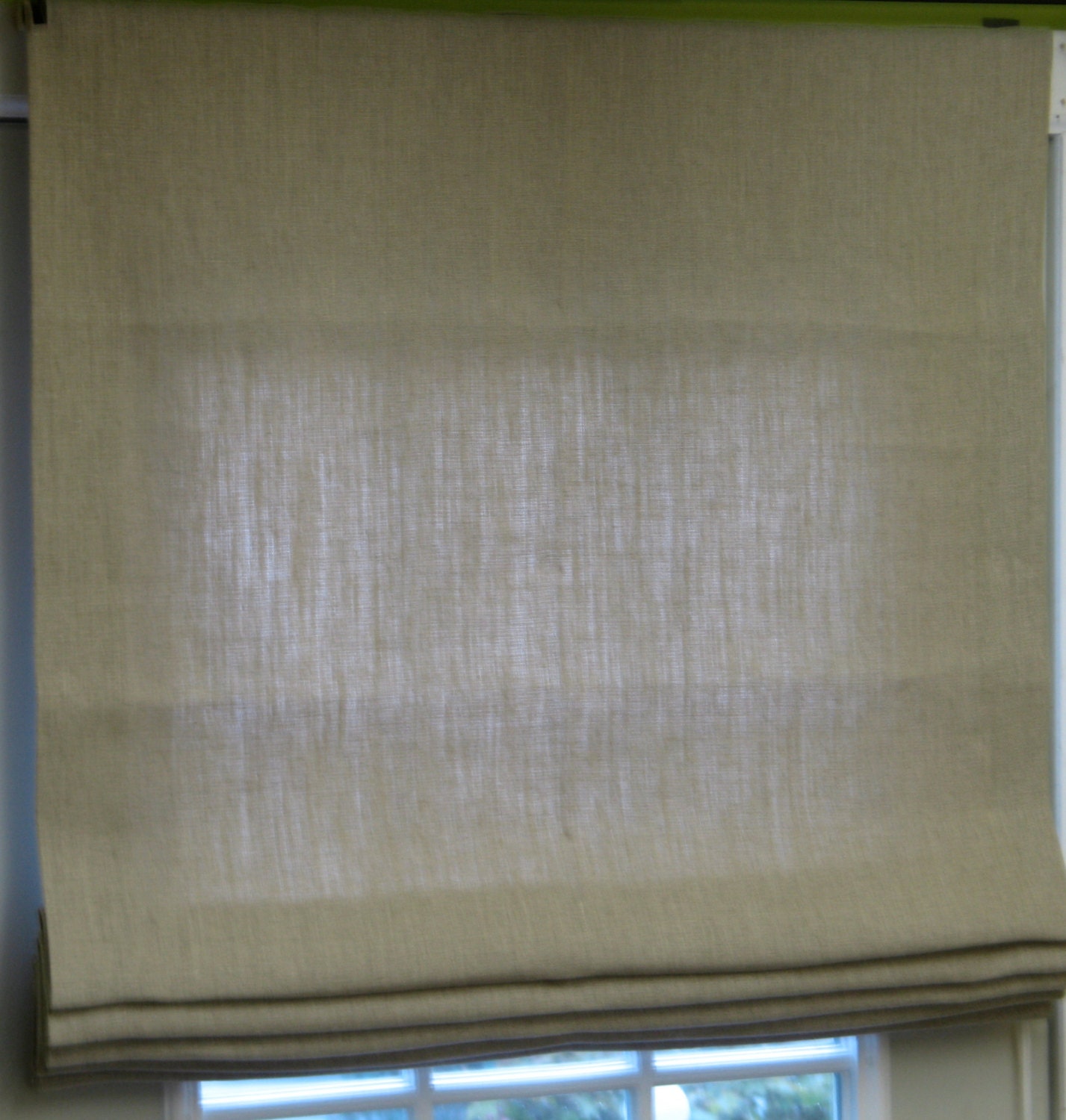 WHITE LINEN Flat Roman Shades Custom Made by Idealwindowfashions