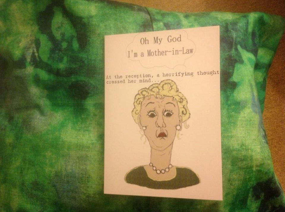 At the Reception  - Blonde Woman - Blank Greeting Card - Personalized for You