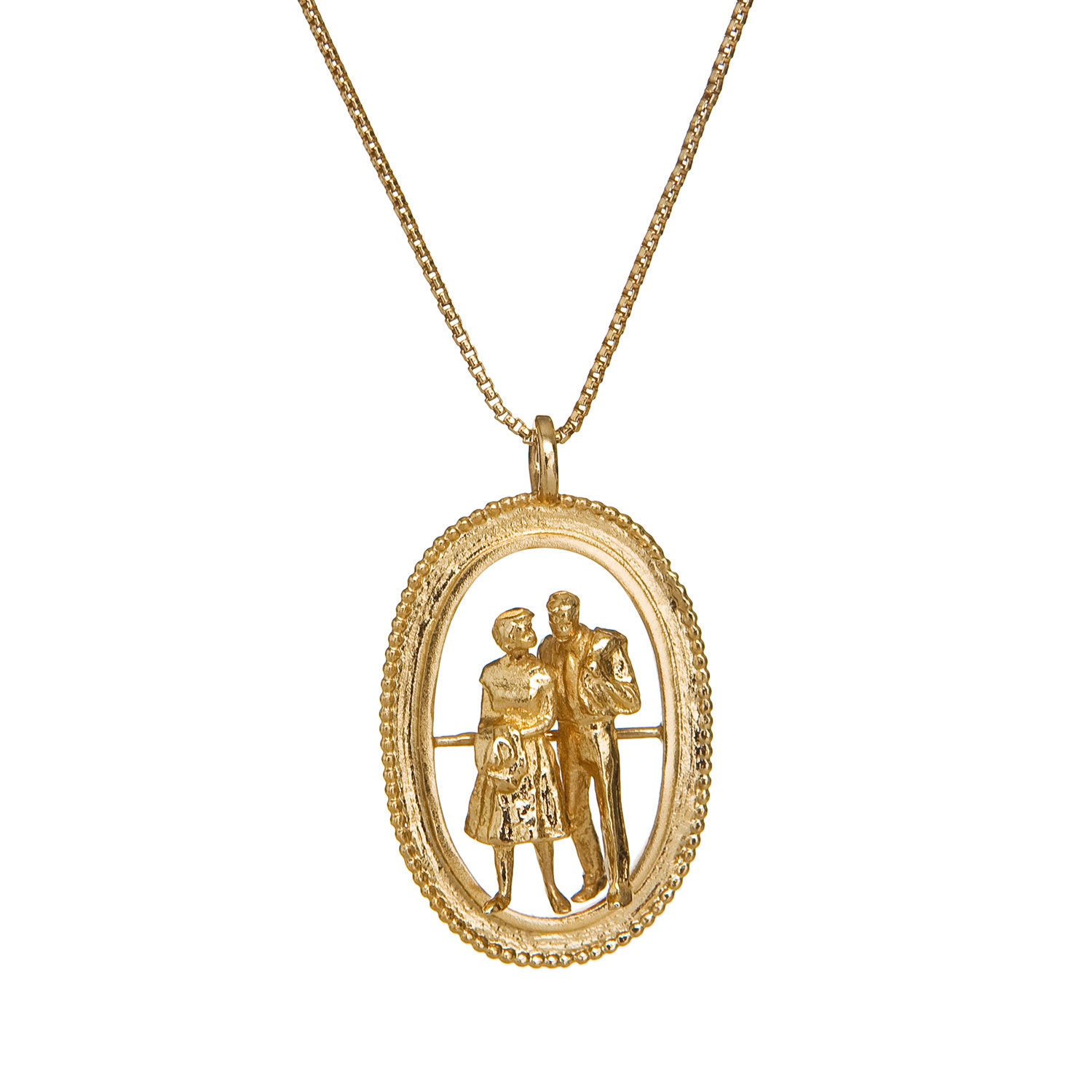 14K Gold plated Silver  Necklace of a loving couple.
