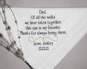 Gift for Father of the Bride Embroidered White Wedding Handkerchief Personalized