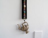 Wall Art Pitcher Mobile, silver plated Artistic Pitcher pendant or bud Vase, Oriental, Boho chic, Folk Art, Vintage pitcher
