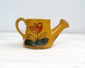 Retro Nevco Ceramic funnel, Vintage Planter, Hand painted vase, Mustard pitcher, Spring, Floral, Garden, Cottage chic, Watering Can Planter