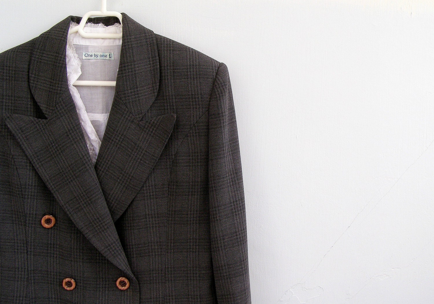 Women Plaid Jacket, Vintage 80s gray jacket, daily wear, urban, country, autumn fashion, winter, Romantic country chic outfit