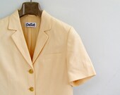 Vintage Ouiset Summer Jacket, Size 12, Retro Peach Jacket, Linen and Cotton tailored Top, Woman fashion, Urban, Casual, Elegant