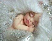 OOAK art doll fantasy mermaid baby polymer clay sculpture fairy   IADR  june birthstone     free shipping