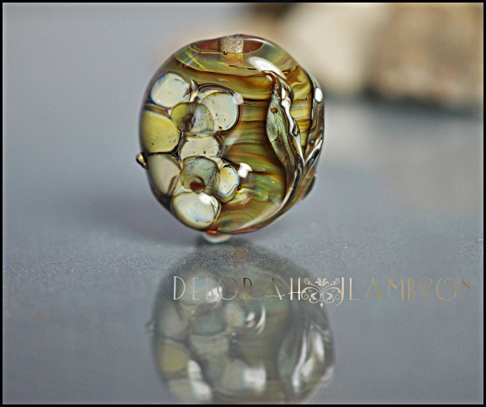 Artisan made glass bead..'Forest'  lampwork bead sra