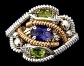 Iolite and Peridot Ring (Size 6-7)