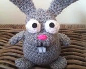 Eddie the Easter bunny plush doll version crochet amigurumi rabbit light grey