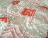 Vintage Chenille - 'Sweet Little Miss' Baby Quilt in Super PLUSH Pink and White - Baby, Stroller, Crib, Throw or Lap Quilt - 37" x 37"