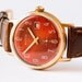Vintage men's watch Vostok gold plated mechanical wrist watch brick red face wristwatch