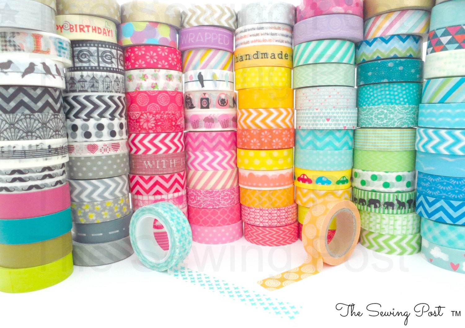 Pick 3 Whole Rolls of Assorted Washi Tapes: 159 Patterns
