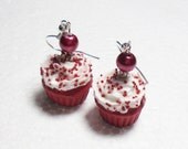 Red Velvet Cupcake Earrings. Polymer Clay.