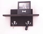 18" Sleek Modern Shelf with nickel finish double key hooks  - Any Color