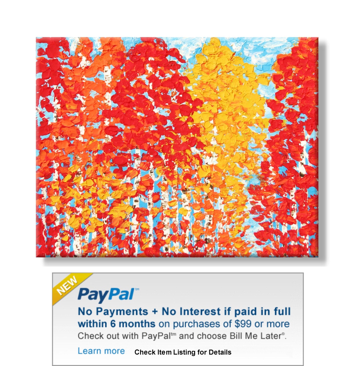 Fall Color Trees. Original Handpainted Acrylic Thick 3d Texture Impasto Palette Knife Painting. Size 14 x 18