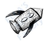 Rocket Sketch Art Print 10x8 inch