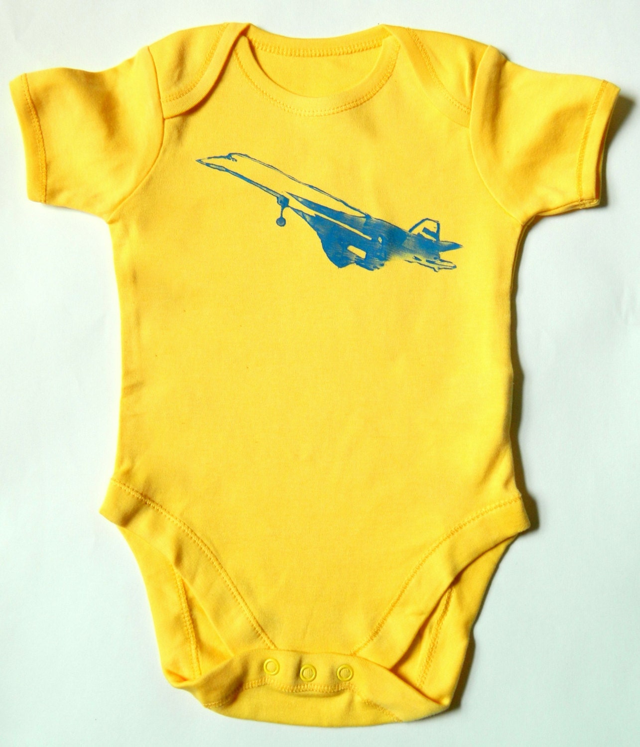 Yellow Concorde Bodysuit.  Baby Toddler Onesie.  Science Geek Baby