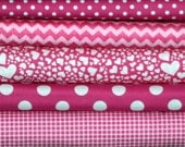 Fat Quarter Fabric Bundle for quilt or craft Michael Miller hot pink bundle stash builder 5 Fat Quarters