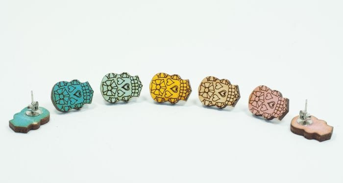 Sugar Skull Earring - Handmade - Laser Cut