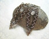 Wire Wrapped Indian Feather Copper Earrings Tribal Southwest