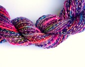 Purple Metallic Yarn -  Hand Painted Irridescent Wool Yarn-Cord -  50 yards- for Felting, Hair Bows, Tapestry Yarn, Gift Wrap, Scrapbooking