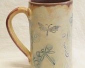 Stoneware 16oz ceramic dragonfly coffee mug 16B077