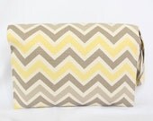 FREE SHIPPING - Diaper Changing Clutch Wristlet Yellow Natural Chevron