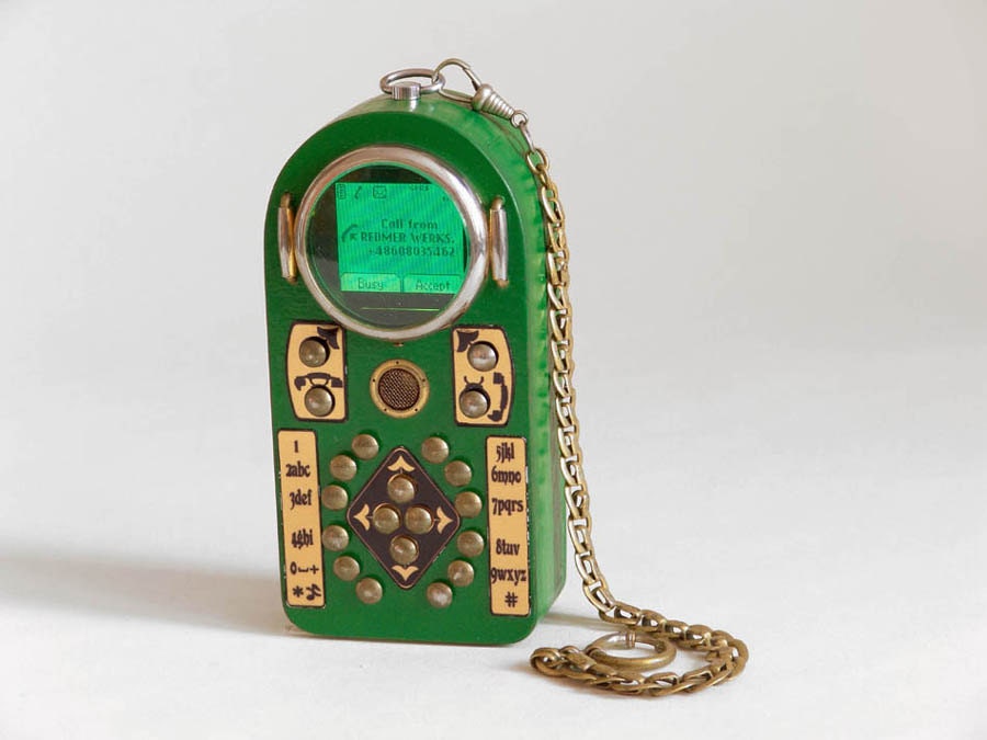 Victorian cell Phone in wooden casing