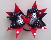 Minnie Mouse Sequined Center Boutique Bow, Black and White Polka Dot Bow, Red and White Polka Dot Bow, Disney Boutique Bow