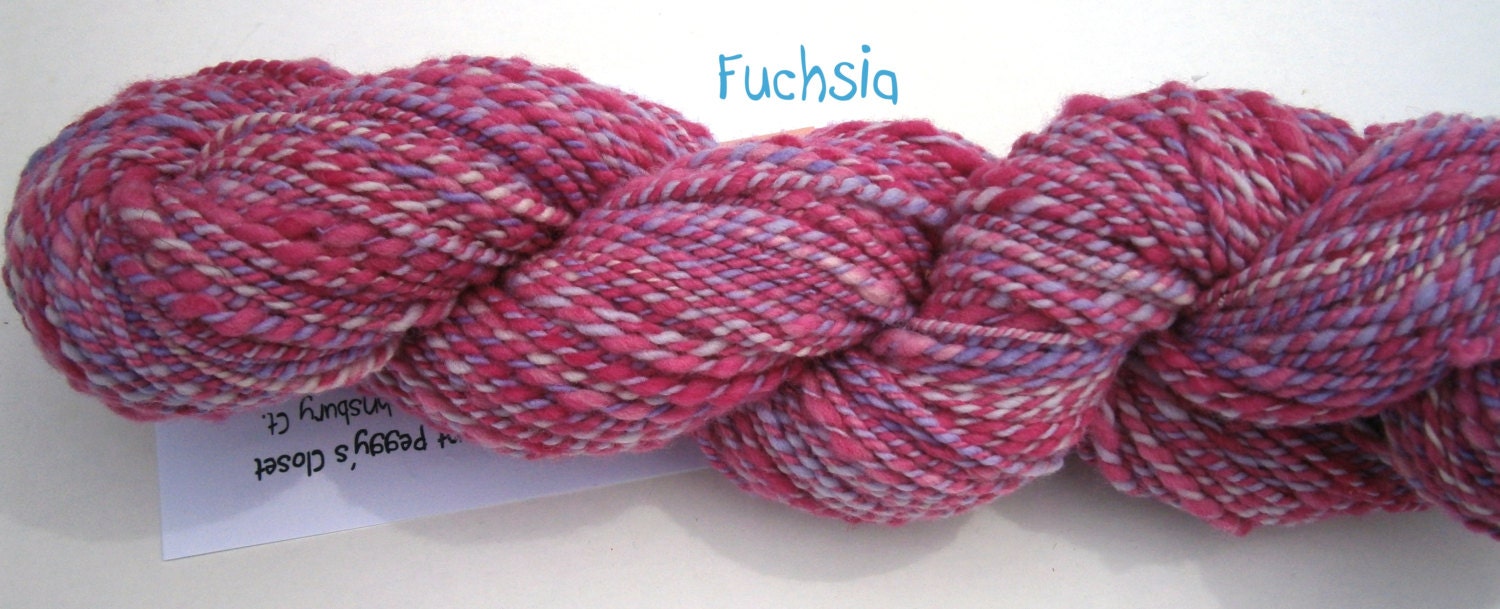 Handspun Yarn - Merino Wool - 2 Ply - Fingering Weight - Fuchsia - Item 2013.056