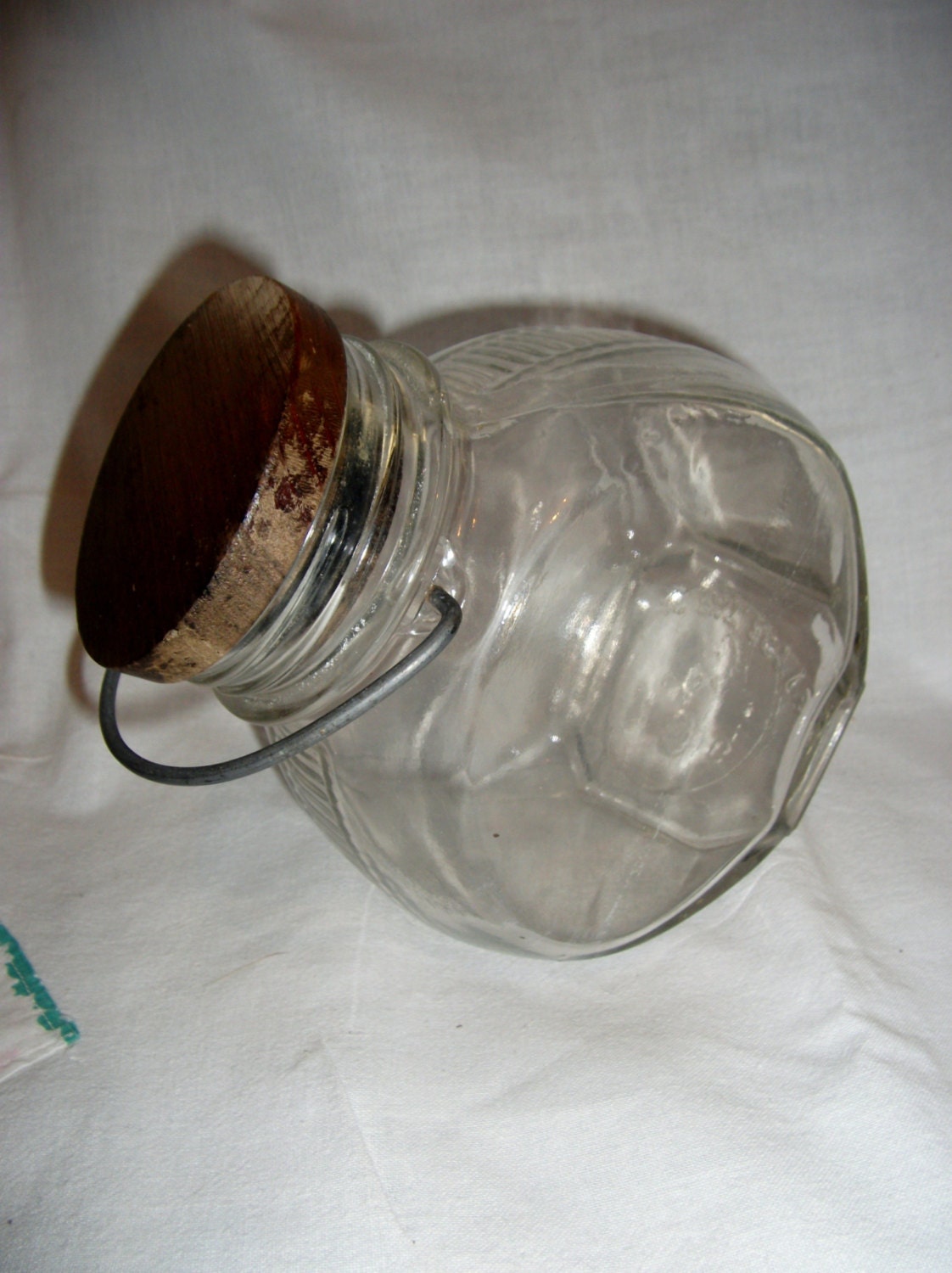 Vintage Glass General Store Slanted Apothecary Candy Jar Only 6 USD