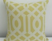 Yellow and ivory imperial trellis decorative throw pillow