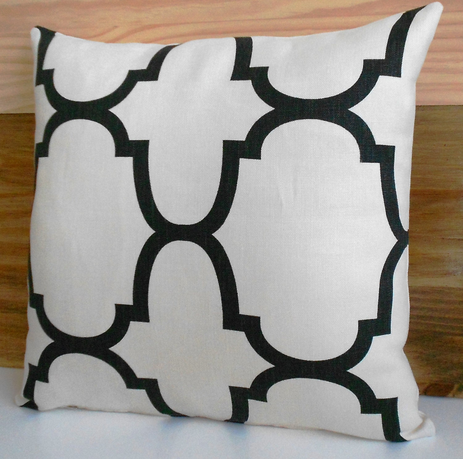 Designer pillow cover, Windsor Smith for Kravet, jet black Riad quatrefoil pillow