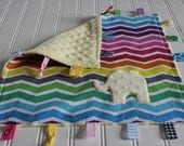 Rainbow Chevron Lovey Blanket - Minky Security Blanket - Monogram Taggie Blanket - Modern Baby Accessories by Wee and Me