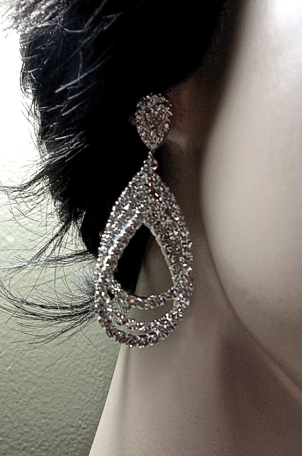 Rhinestone earrings -  Teardrops  - Triple Layer - Large -Crystal earrings - Bridal jewelry - Bridesmaids - gift -