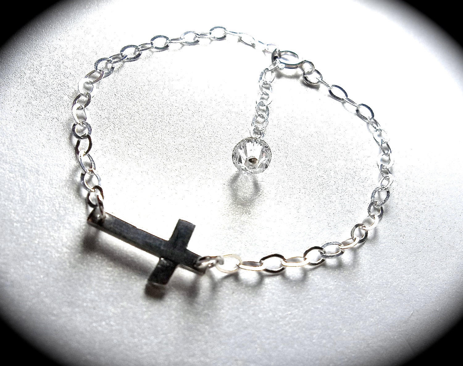 Sideways cross Bracelet - Sterling silver - Beautifully unique - High Quality Forever Jewerly -