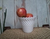 Mid-century brilliant white hobnail vase-squat-vintage country wedding decor