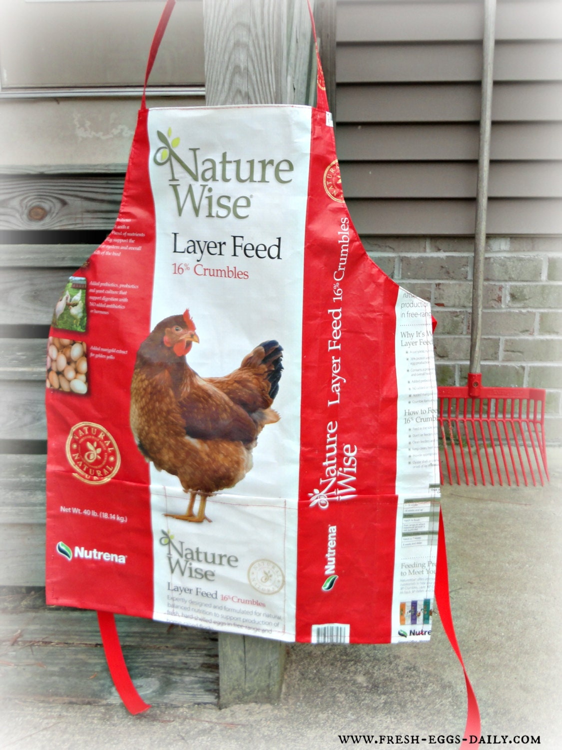 Garden Chore Apron Handmade from a Repurposed Chicken Feed Bag Washable Water-Repellent