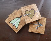 Shot Through the Heart Hand Painted Cork Coaster Set (ooak)