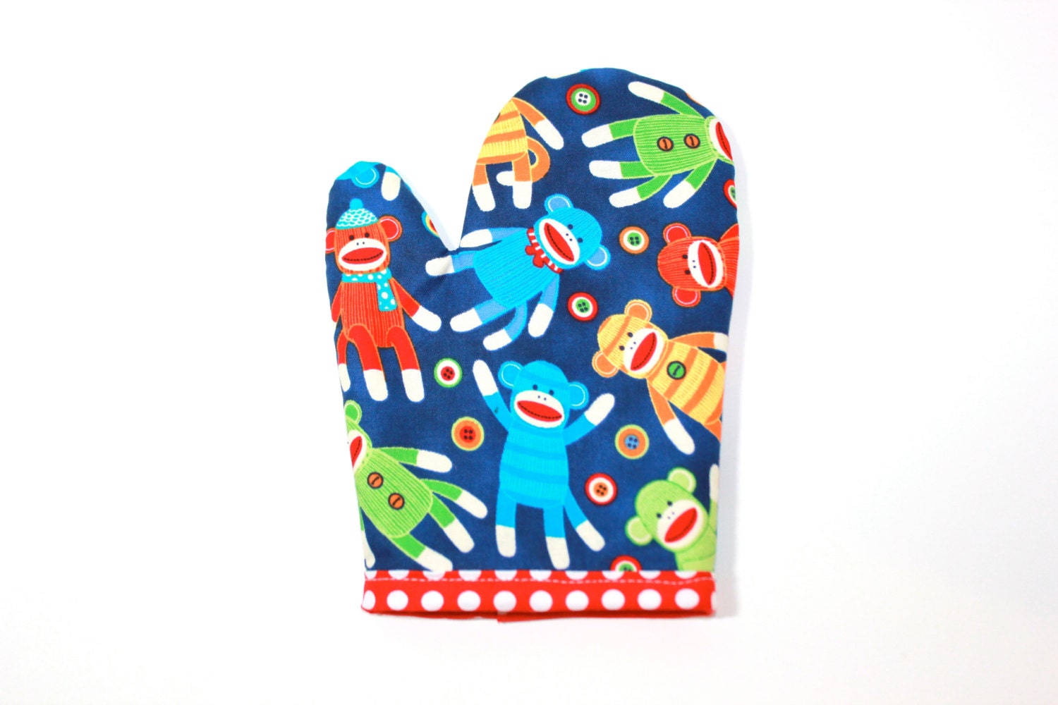 SOCK MONKEY play oven mitt for your little hipster cool retro fun gift kids boys girls