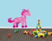 GIRLS BEDROOM Animated Cartoon Pony Horse Unicorn Kid Children Vinyl Wall Decal Home Decor Graphic Peel & Stick Sticker 30x30 larg492