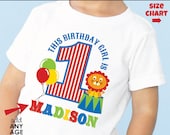 Circus Birthday Shirt or Onesie (GIRL) -- Personalized Birthday Shirt with child's age and name